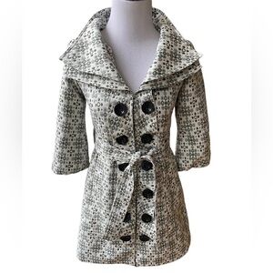 Nick & Mo Double Collar Double Breasted Trench Coat Retro w/3/4  Balloon Sleeve